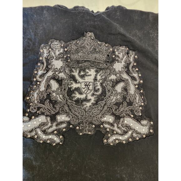 Kanji Men's T-Shirt SZ 2XL Embroidery Studs Y2K - Picture 3 of 8